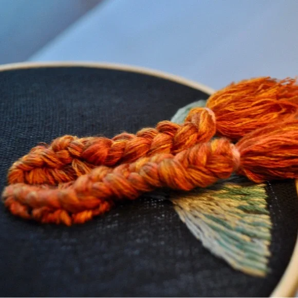 Cottage Folk Girl Braided Hair Cross Stitch Hoop 6x6 - Picture 5 of 6